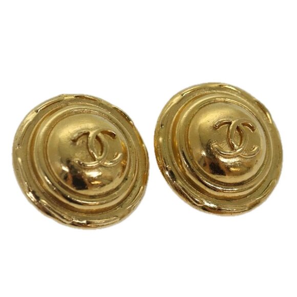 CHANEL COCO Mark Earring metal Gold CC Auth - Picture 1 of 15
